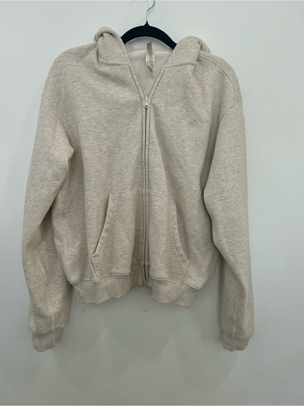 SKIMS Cotton Fleece Zip-up Hoodie in Oatmeal Heather Size Large NWOT